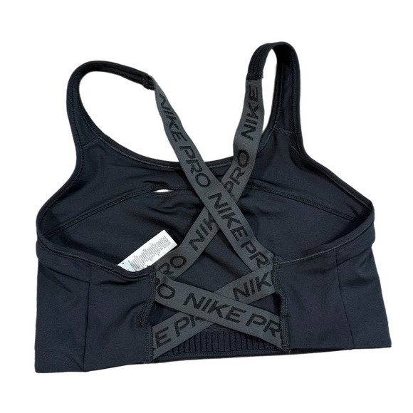 NIKE PRO SWOOSH DRI FIT MEDIUM SUPPORT TRAINING BRA BLACK - Picture 2 of 3